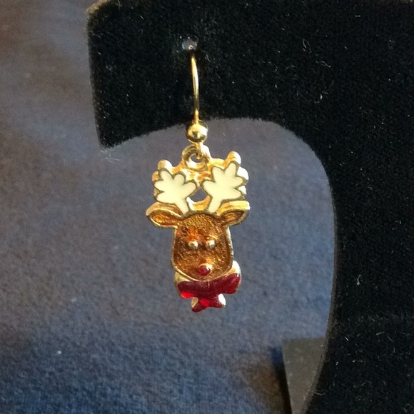 Vintage Christmas Cats & Reindeer Earrings - Picture 2 of 6